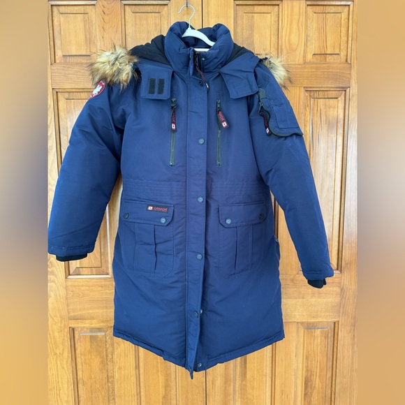 🥶 CANADA Men’s Xl Navy Blue WINTER Parka Coat - Picture 1 of 4